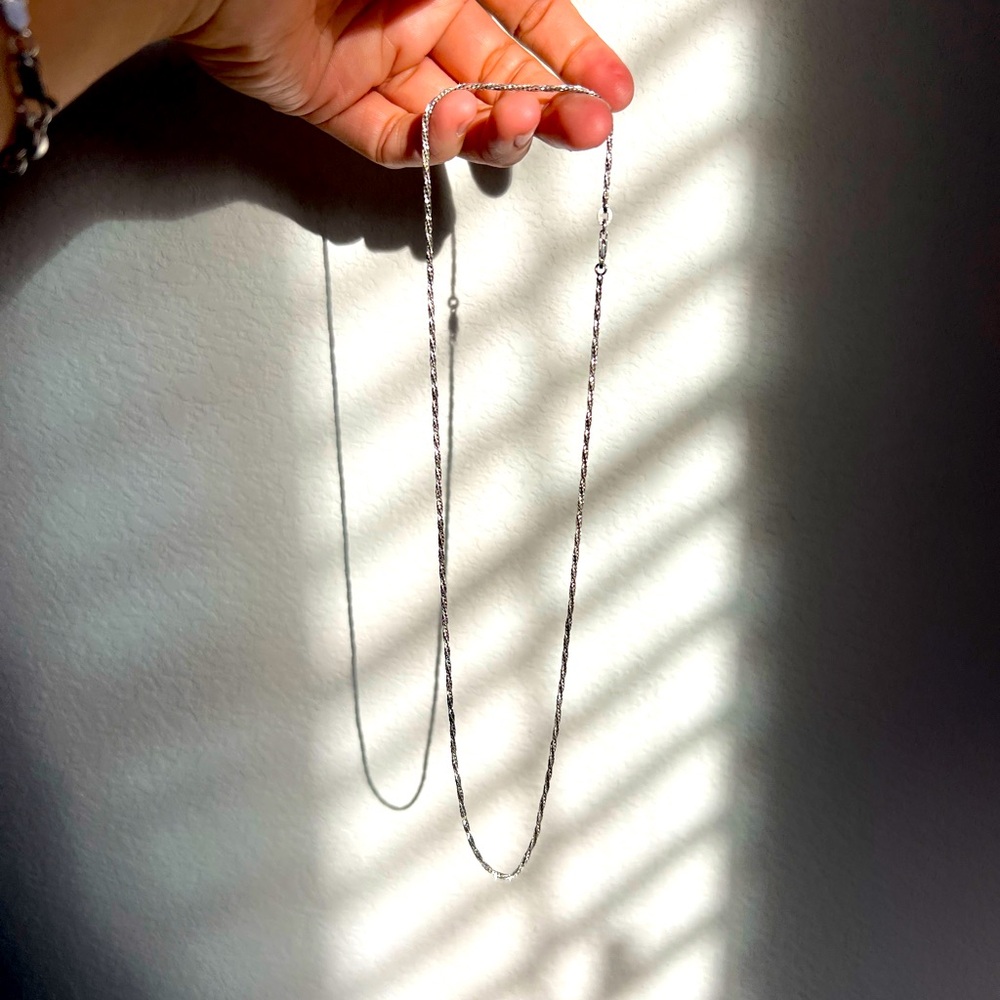 Sterling Silver Twisted Rope Chain Necklace - Silver
